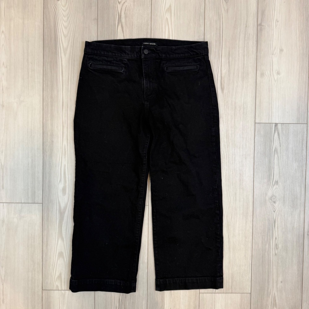 Lucky Brand Mid Rise Crop Wide Leg Black Jeans Loveland 12/31 7W14797